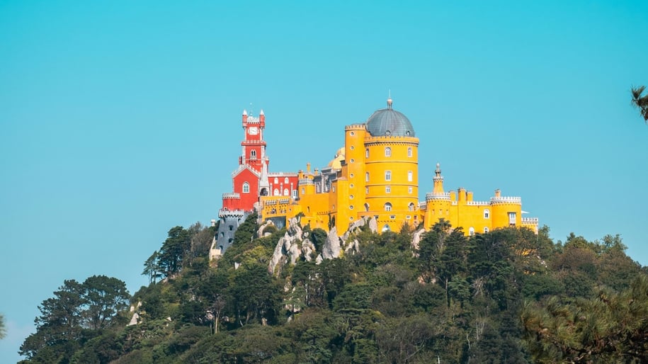 Pena Palace in Sintra under Clear Blue Sky