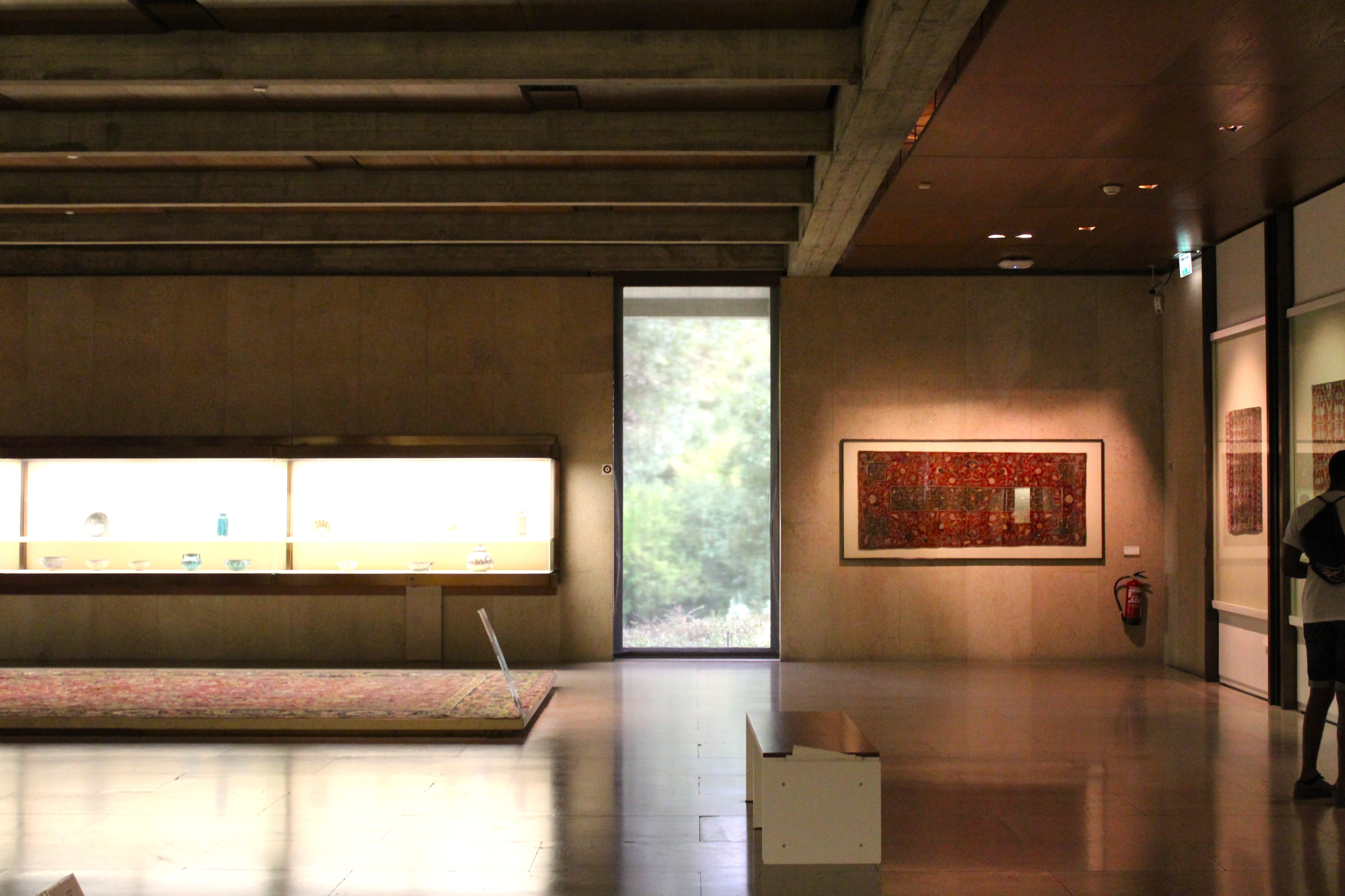 Interior of the Gulbenkian Museum in Lisbon, Portugal, showcasing its elegant and modern exhibition space with diverse art and cultural exhibits.